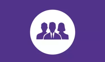 Silhouette of three people on a purple background