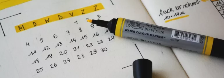 Calendar with highlighted dates